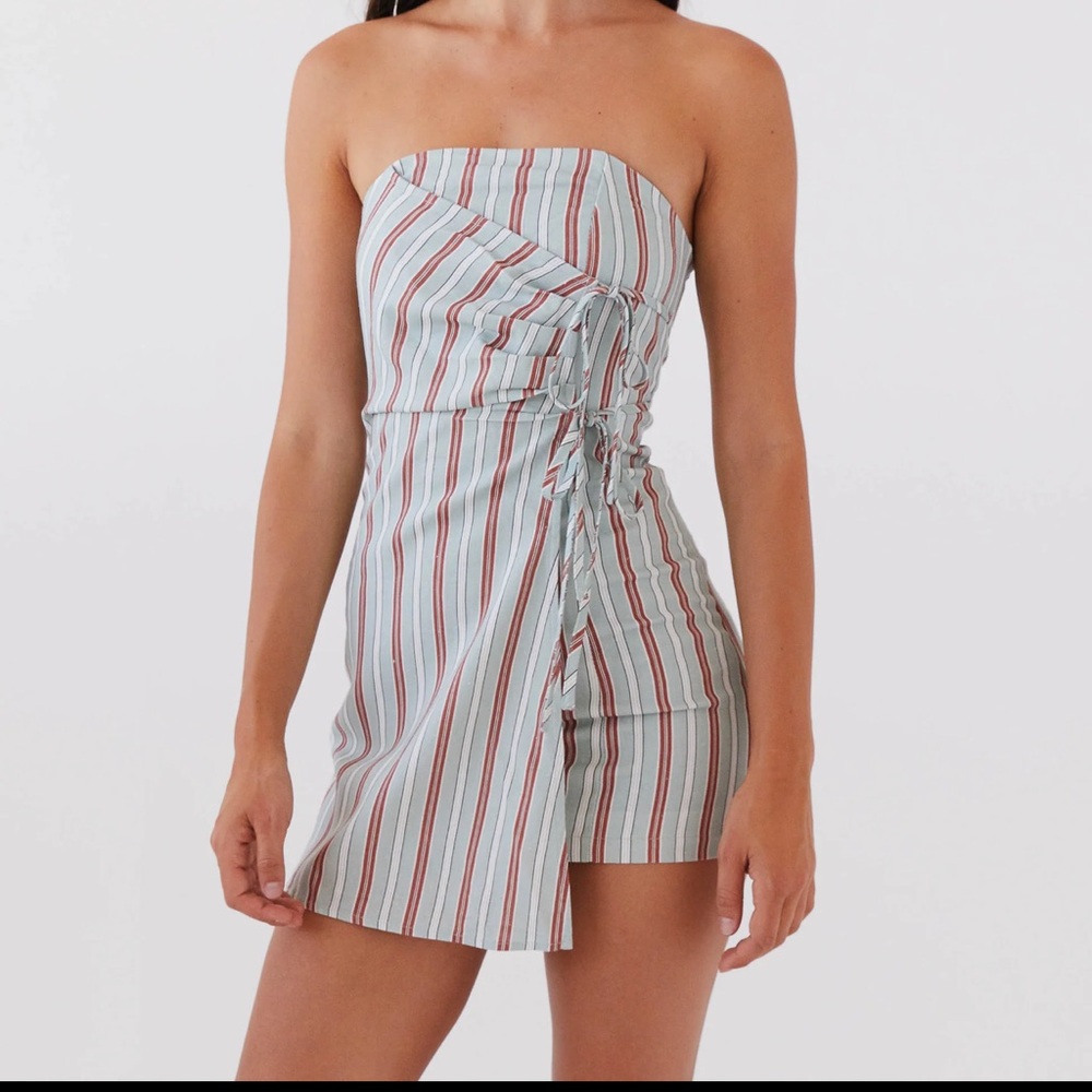 peppermayo linen tube mini dress